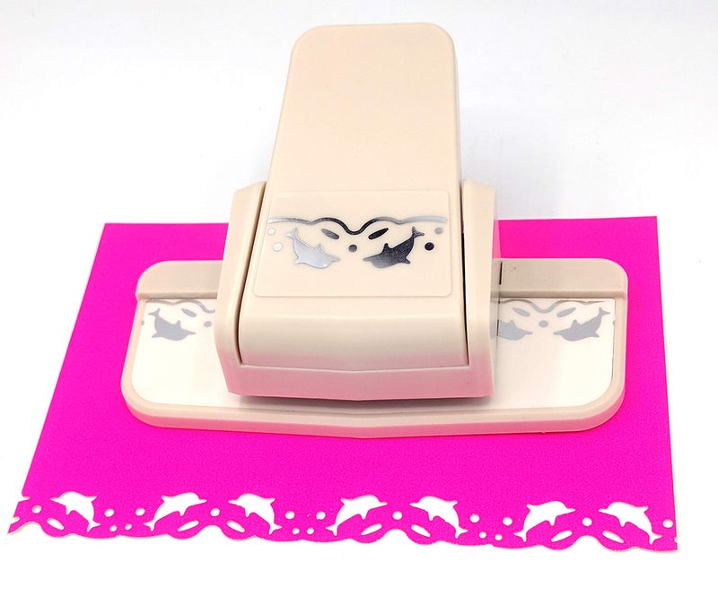 Kucaa Handmade Scrapbooking Edge Puncher Fancy Border Punch S Heart Dolphin Design DIY Paper Cutter (Dolphins) - Image 1